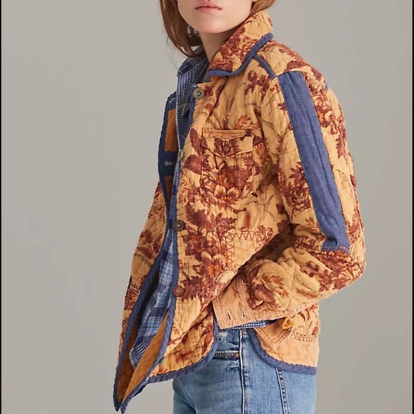 Anthropologie Jackets & Blazers - NWT Anthropologie Abigail Mustard and Denim Quilted Shirt Jacket